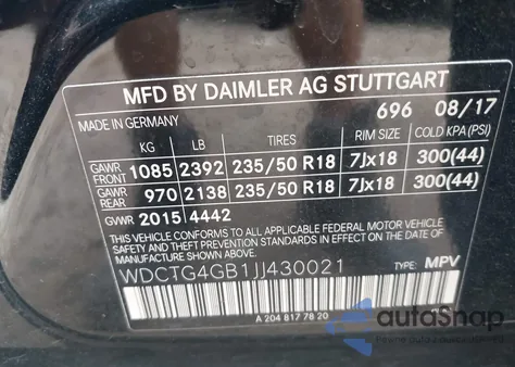 2018 Mercedes-Benz Gla 250 4Matic z USA, uszkodzony, nr VIN WDCTG4GB1JJ430021